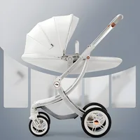 Poussette bébé 2 en 1, landau de luxe, coquille d'œuf bidirectionnelle, panier de couchage pour nouveau-né, cuir PU de paysage haut 2