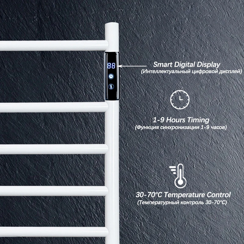 Stainless Steel Electric Heated Towel Rack Touch Screen Bathroom Wall Mounted Electric Towel Dryer 110V/220V Radiator