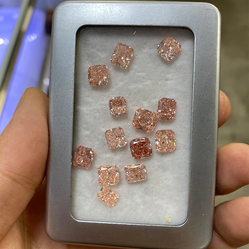 S46e9070651e6425a8923905f0ac3f1d3H Fancy Pink CVD Lab Grown Diamond Radiant/Cushion/Princess Cut 2ct