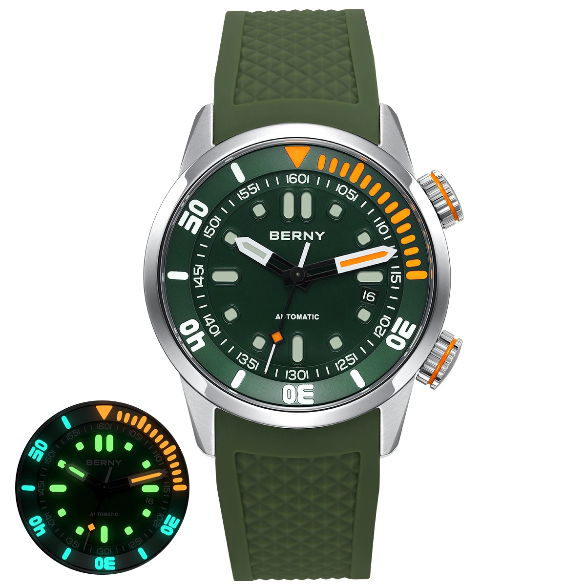 BERNY 自動ダイブウォッチ超発光オリジナルデザイン 20ATM BERNY 20ATM Men's Diving Watch Automatic BERNY NH35 Super