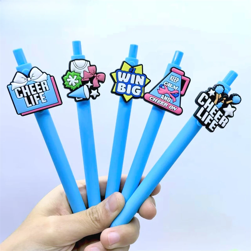 10PCS Dance Cheerleader Series Ballpoint Pens with Cheerleader Stickers, suitable for students. The style is random. 3