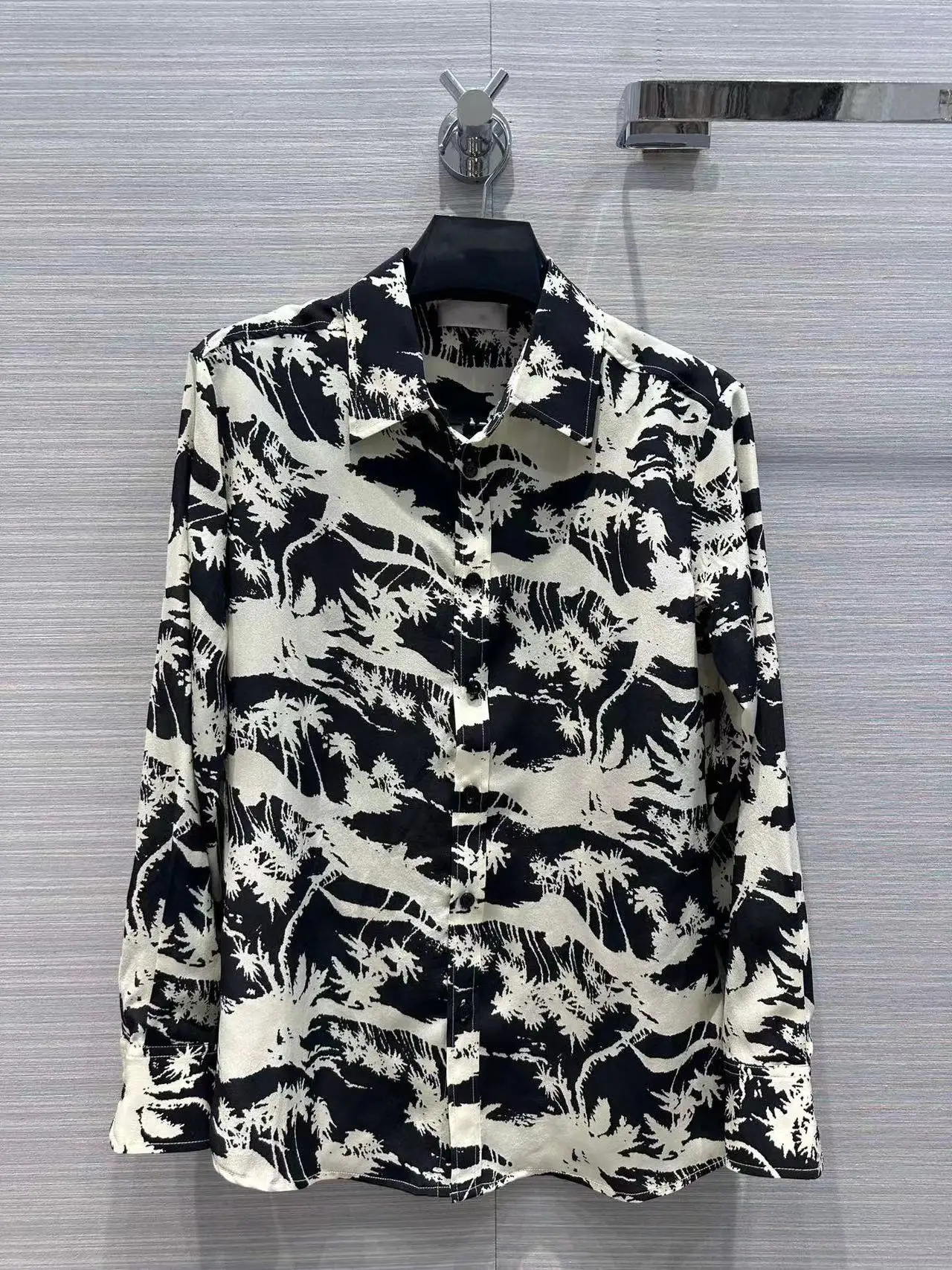 

Fyion Fashion Luxury Silk Blouse 2023 Summer Spring New Design Women Runway Print High Quality Long Sleeves Black Blouse