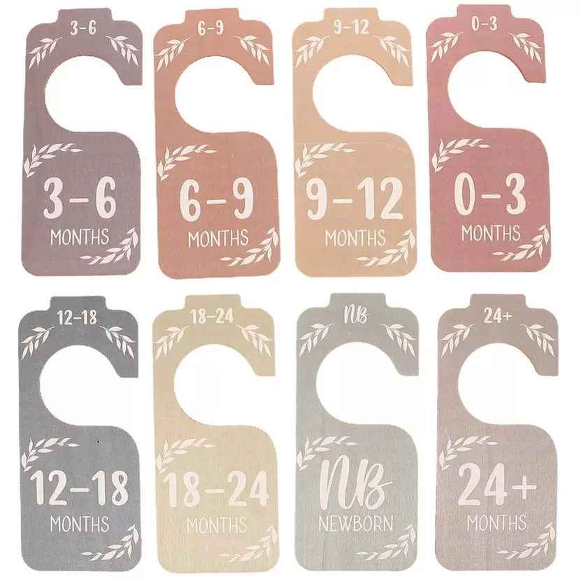 8PCS Baby Closet Dividers Wooden Baby Clothes Size Dividers Double Side Nursery Organizer Boys Gilrs Shower Gift Nursery Decor - 4