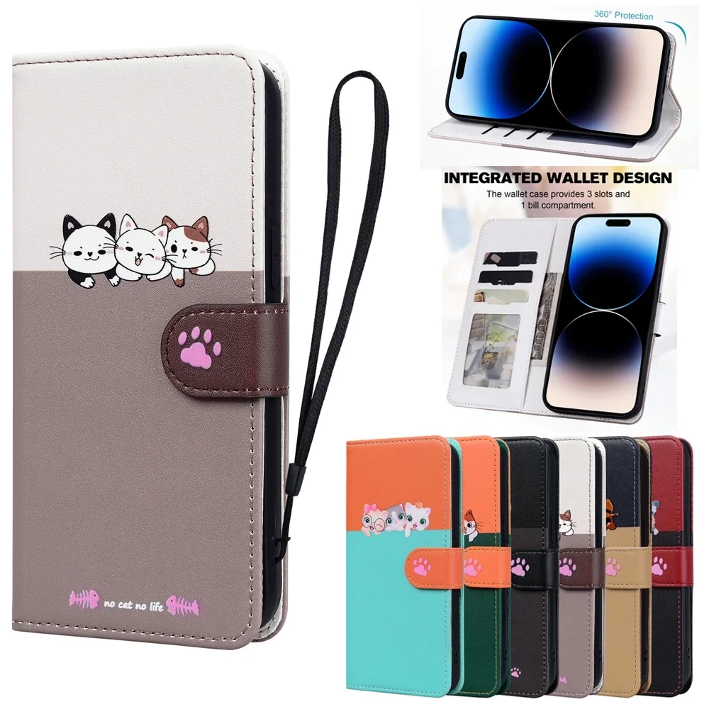 

Cute Flip Wallet PU Leather Case For iPhone 15 14 Plus 13 12 Pro Max Mini 11 10 XR XS X 10 7 8 6 6S 5 5S SE SE3 Funda Card Slot