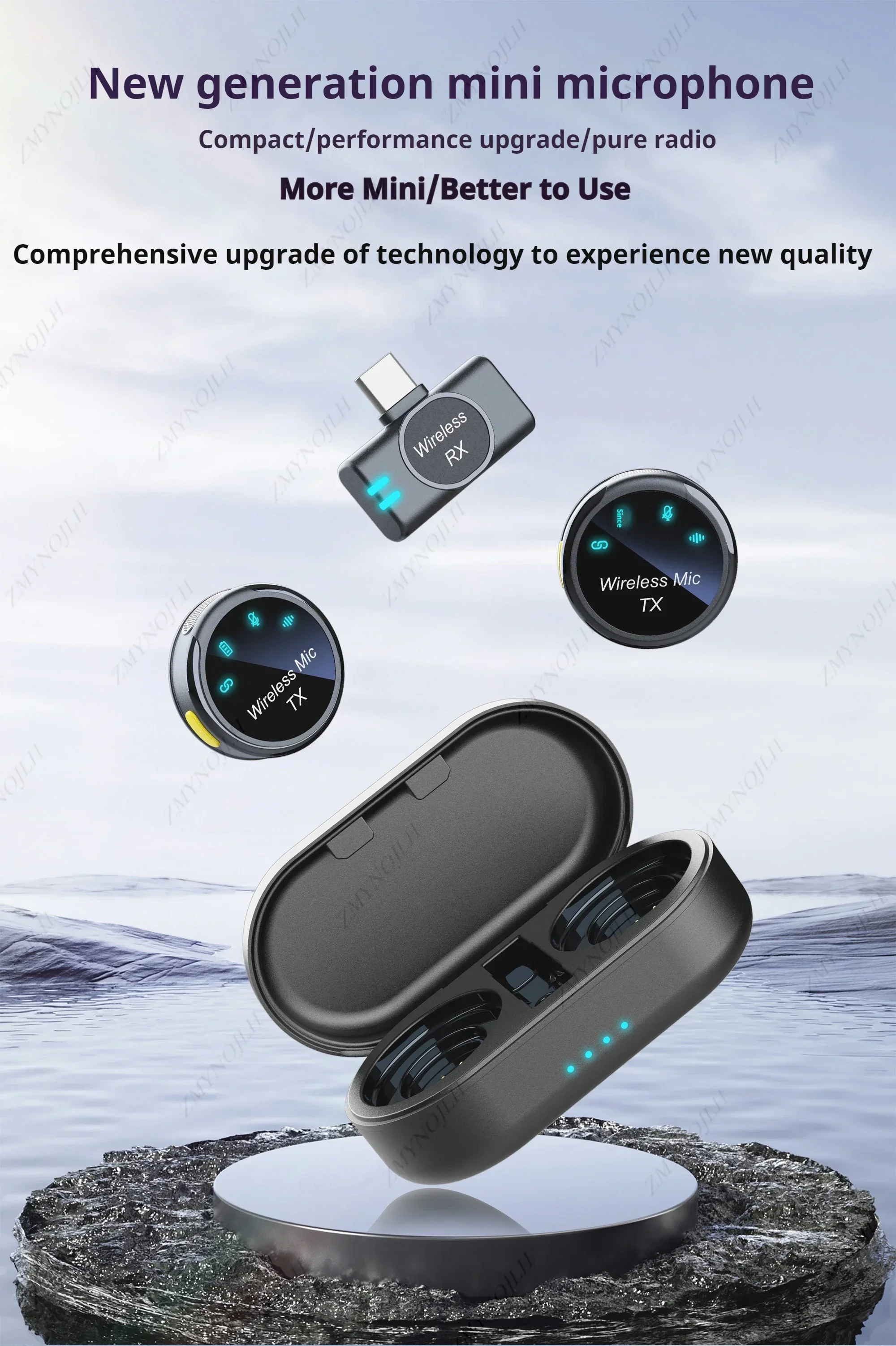 New Magnetic Wireless Lavalier Microphone Noise Canceling Necklace Windproof Cap Audio Video Recording Microphone for Smartphone