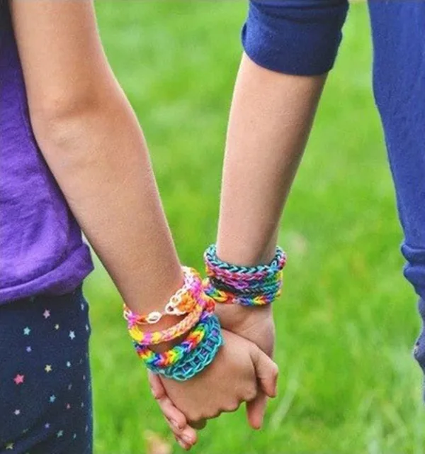 Fashion Rubber Loom Band  Weaver Kit for DIY Elongated Knitting Machine Bracelets Weaving Frame Bands Hook Arts Crafts,  Toys 6