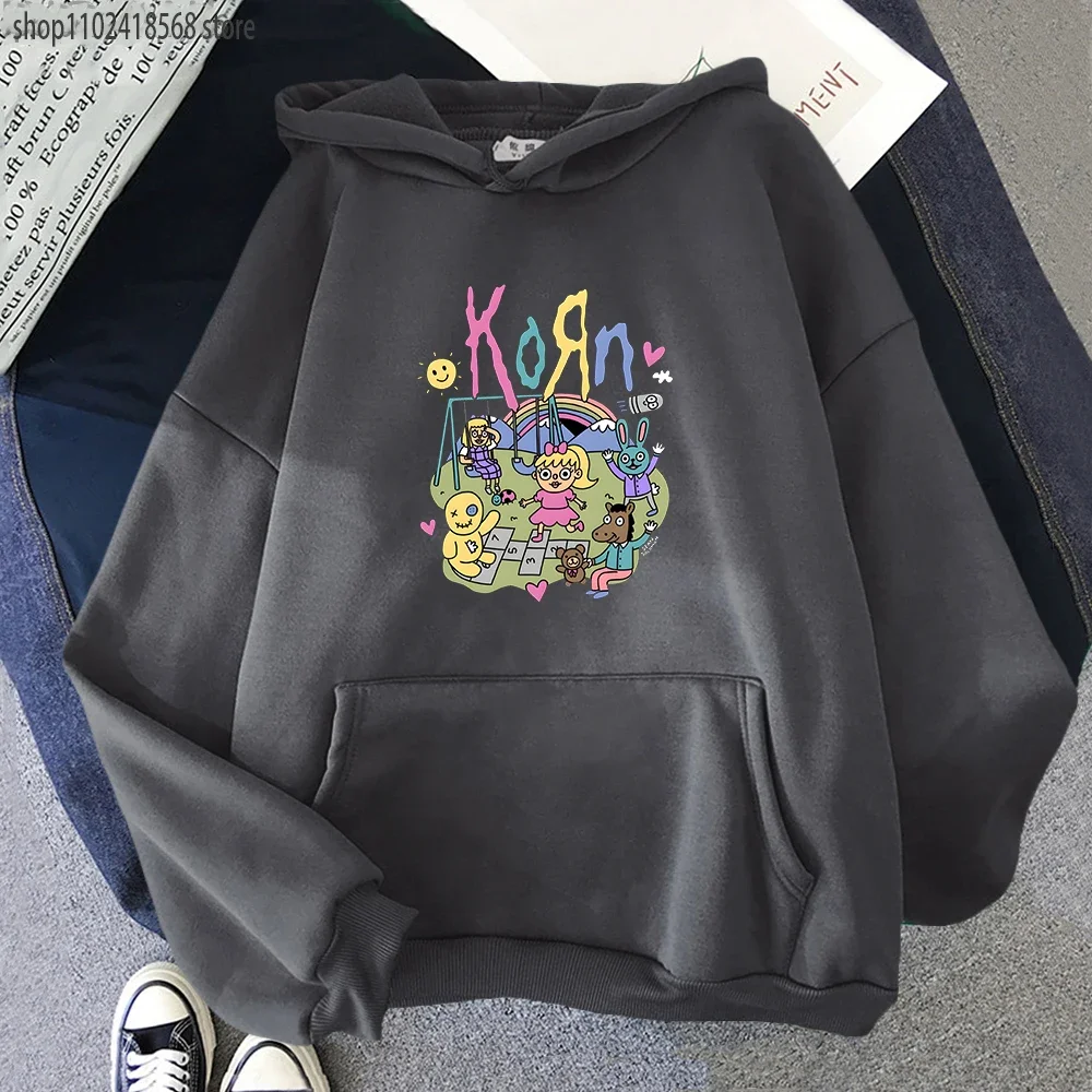 Korn Music Band Hoodies Hip Hop Cartoon Printing Sweatshirts Mens Casual Gothic Kpop Graphic Hoodie Long Sleeve Male Pullovers