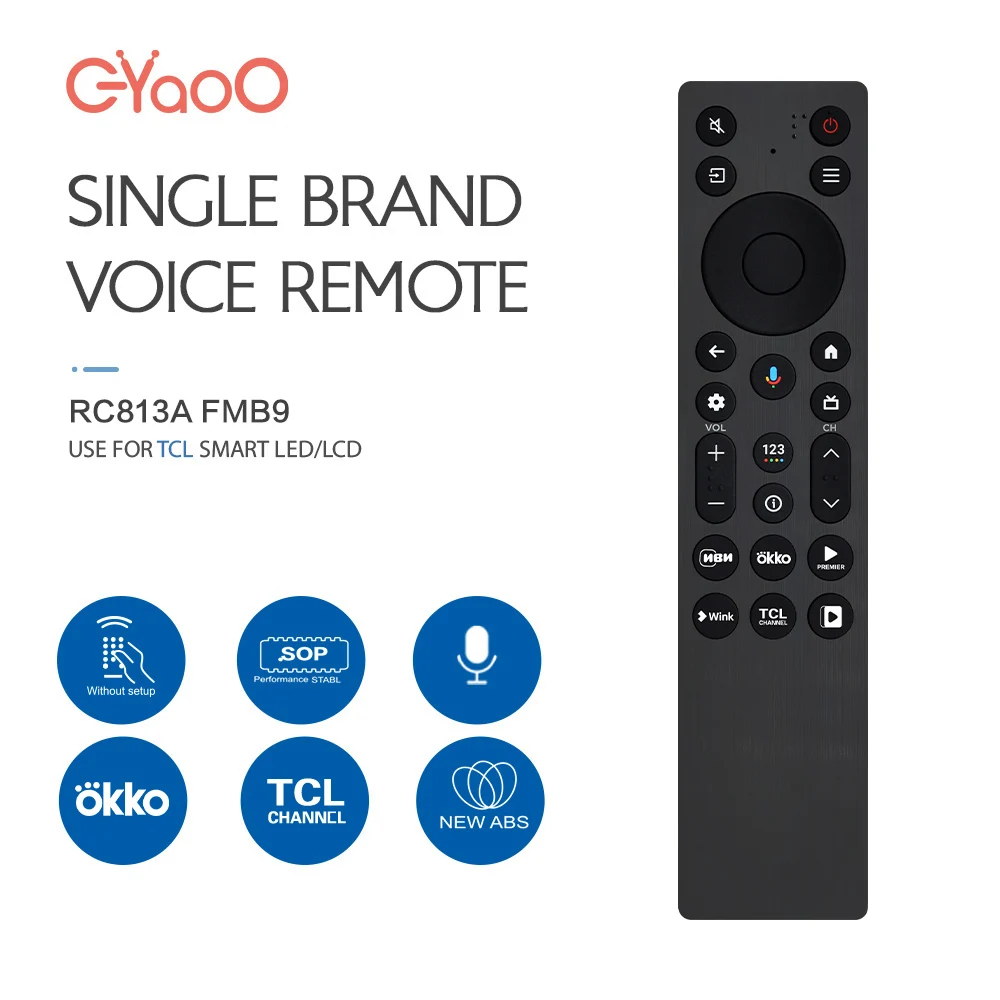 RC813A FMB9 TCL TV 예비 부품 C755/QM6K/QM7K 시리즈 4K 스마트 TV에 적합한 새로운 음성 원격 제어 장치