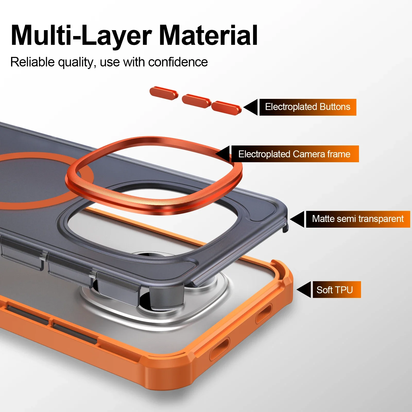 Enhanced Shockproof Matte Magnetic Phone Case with Magsafe Wireless Charging Compatibility