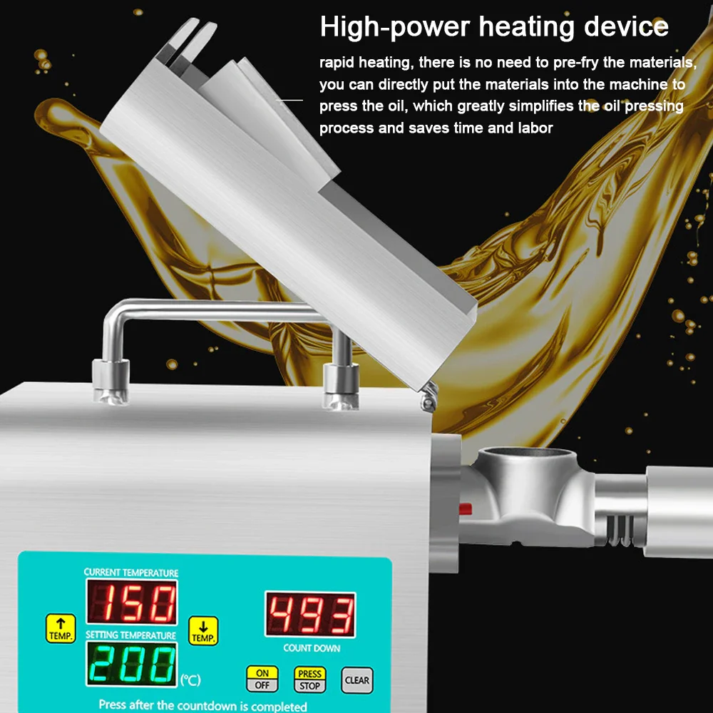 Automatic Cold Press Oil Machine Sunflower Seeds Olive Oil Extractor 110V/220V Intelligent Digital Dispaly