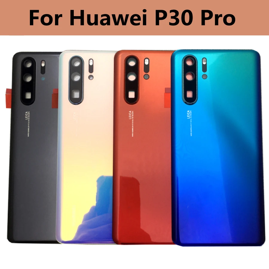 

For Huawei P30 Pro Glass Back Battery Cover Rear Door Housing Case Replacement Parts For P30Pro + Camera Lens Frame