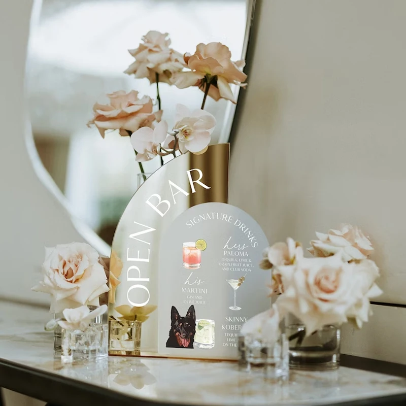 Wedding Signature Cocktails,Dog Signature Drinks ,Pet Bar Signage,His and Hers Drinks,Wedding Bar Menus,Table Decoration