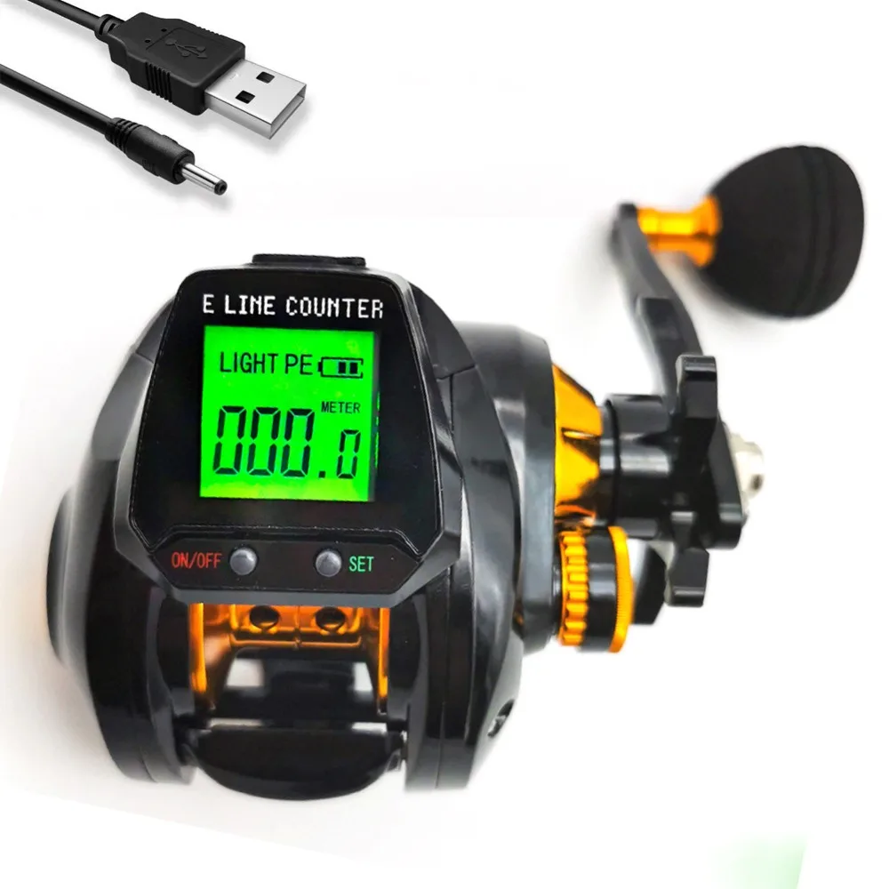 

Hook Reminder Digital Fishing Baitcasting Reel 6.3:1 Digital Line Counter Electric Counting Fishing Reel Big Led Screen