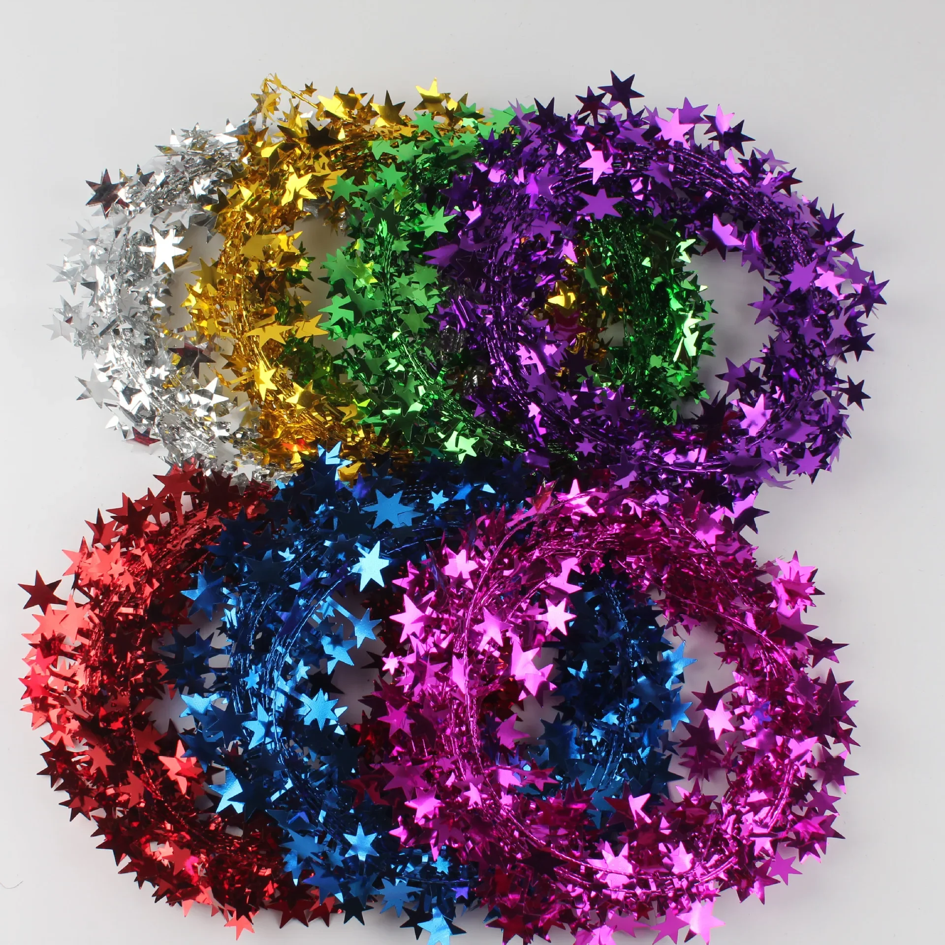7.5 meter Gold Silver Stars Wire Garland Tinsel Star Rattan Xmas Tree Decoration for Home Wedding Birthday Christmas Part christmas tree decoration