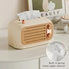 1pc Radio Model Tissue Box Napkin Case Spring Automatic Lift Tissue Dispenser Household Multifunction Tissue Storage Container 1