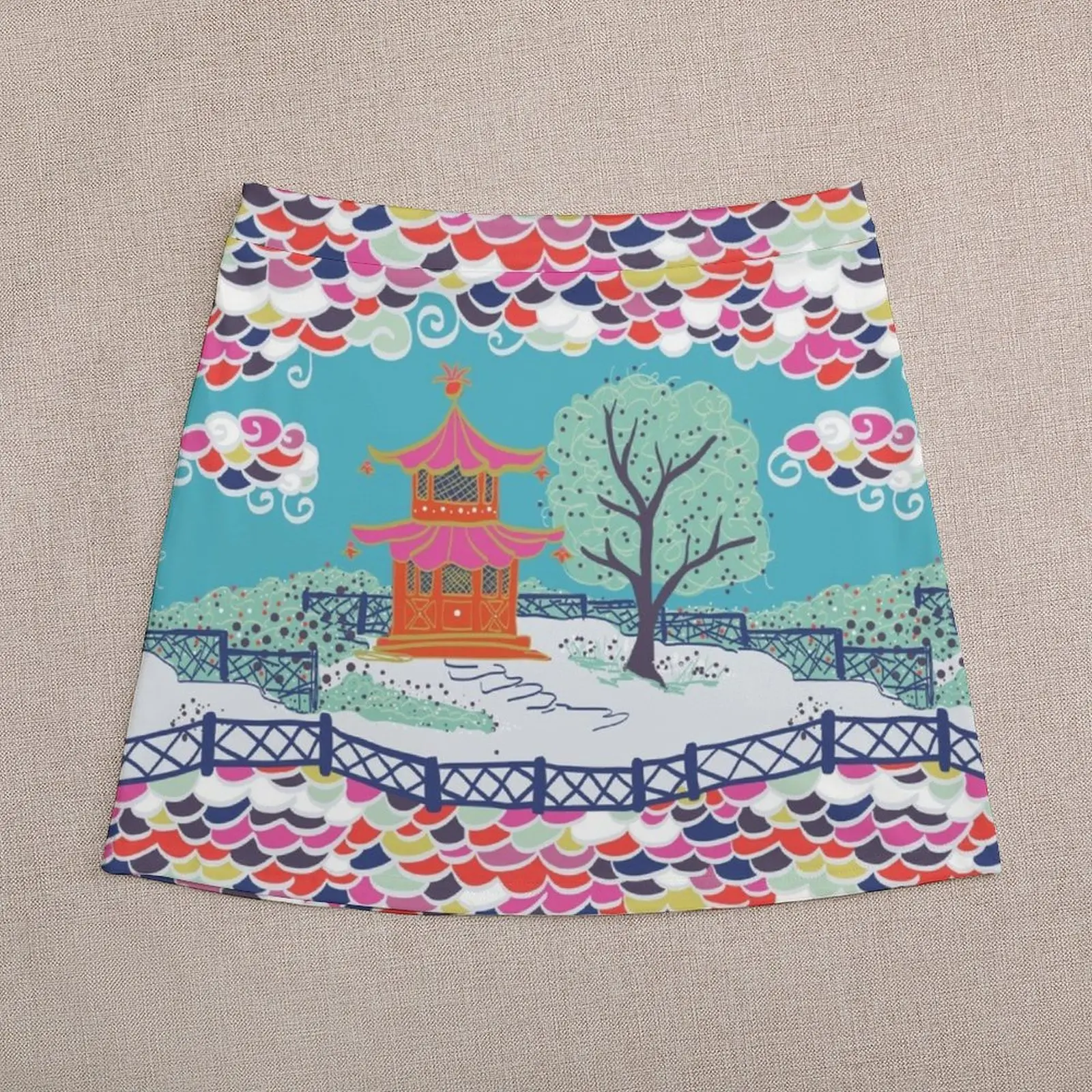 Pagoda Cloud in Brights Mini Skirt Woman clothing festival outfit women short skirt for women short skirt
