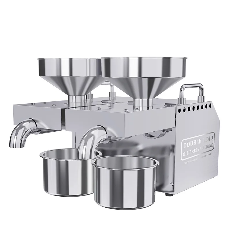 DIVEDEER B02 Stainless Steel Double Head Oil Press Machine Automatic Small Oil Press Intelligent Temperature Control
