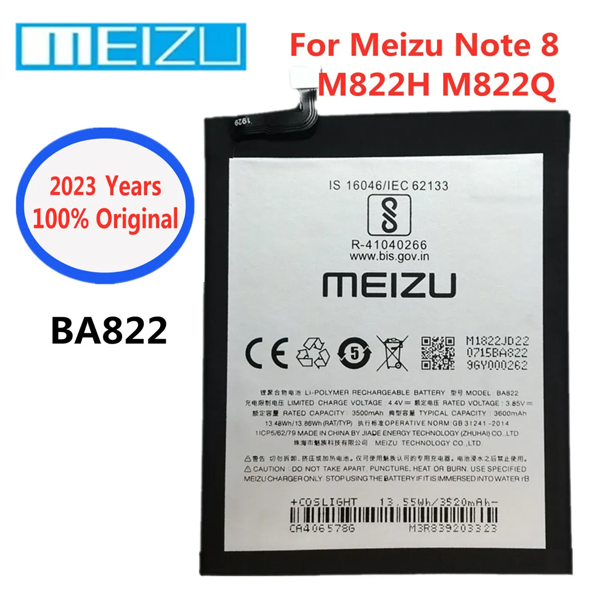 

2023 Years 100% Original New Meizu BA822 3600mAh Replacement Battery For Meizu Note 8 Note8 M822H M822Q Phone Battery Bateria