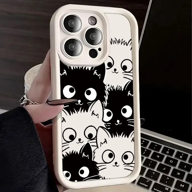 Shockproof Soft Silicone Phone Case with Cute Cartoon Cat Design