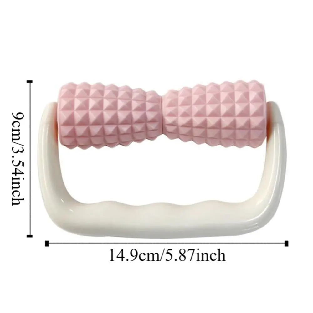 Double Wheels Hand-held Muscle Massage Roller Shoulder Neck Fitness Physiotherapy Massage Roller Pressure Legs Body Massage Tool