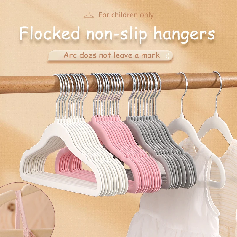 10/20pcs Non-Slip Children Velvet Hangers Thicken Rotin Hook Space Saving Clothes Dressing Storage Portable Closet Organizer