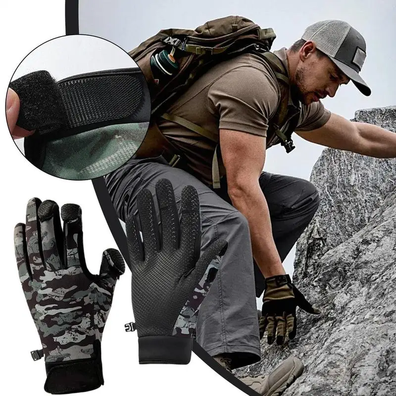 Cold Weather Fishing Gloves Winter Warm Fleece Fingerless Gloves For Hunting Touchscreen Cold Weather Warm Non-Slip