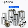 1/2inch Drive 12 Point Wrench Head CR-V Alloy Mirror Rustproof Ratchet Wrench Socket 8-36mm Short Torx Socket For Nut Removal 1