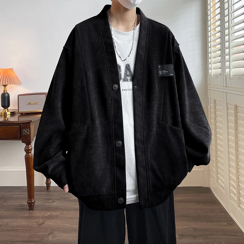 Streetwear Men&lsquo;s Sweater Japan Style Plus Size 7XL Man Sweatercoat Fashion Loose Tops Casual Single Breasted Clothes sweater coats knitted sweater coat