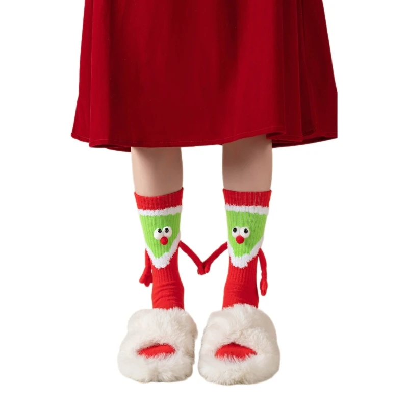 

Забавные носки до щиколотки с магнитным притяжением, рождественские носки для пар, хлопковые носки, одинаковые носки для оптовая