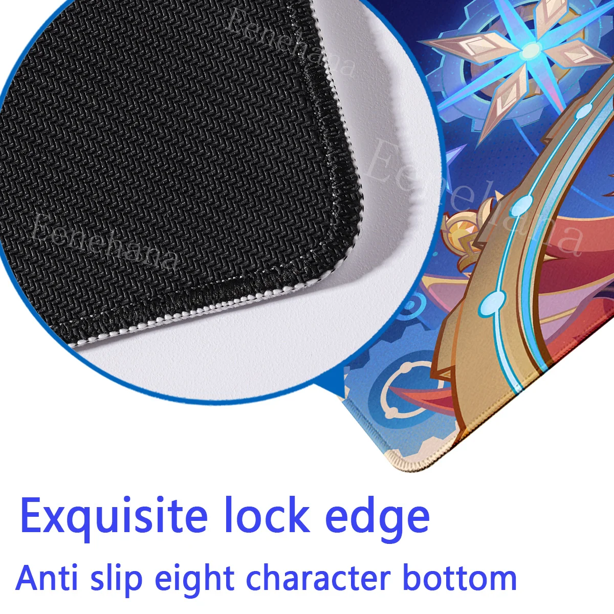Genshin Impact Anime Kawaii Girl Gaming Mouse Pad - HD Print Desk Mat, Rubber Office Carpet with Overlock Edges