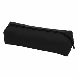 Solid Color Portable Stationery Organizer Pencil Case for School and Office Supplies (Black)