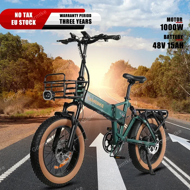 Samebike Pieghevole Ebikes 20 Pollici Fat Tire Bicicletta Elettrica 1000W 48 V15Ah Batteria Incorporata City Road Bici Elettrica Con Cestino