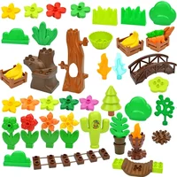 Duploes Big Size Building Block Plant Fruit Accessorie Flower Grass Tree Stump Adornment Farm  Large Plates Brick Duploes Toy 2
