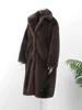 Women's Dark Brown Faux Fur Long Overcoat Single Breasted Fleece Long Trench Coat Winter Fluffy Plush Warm New Thicken Outerwear 5