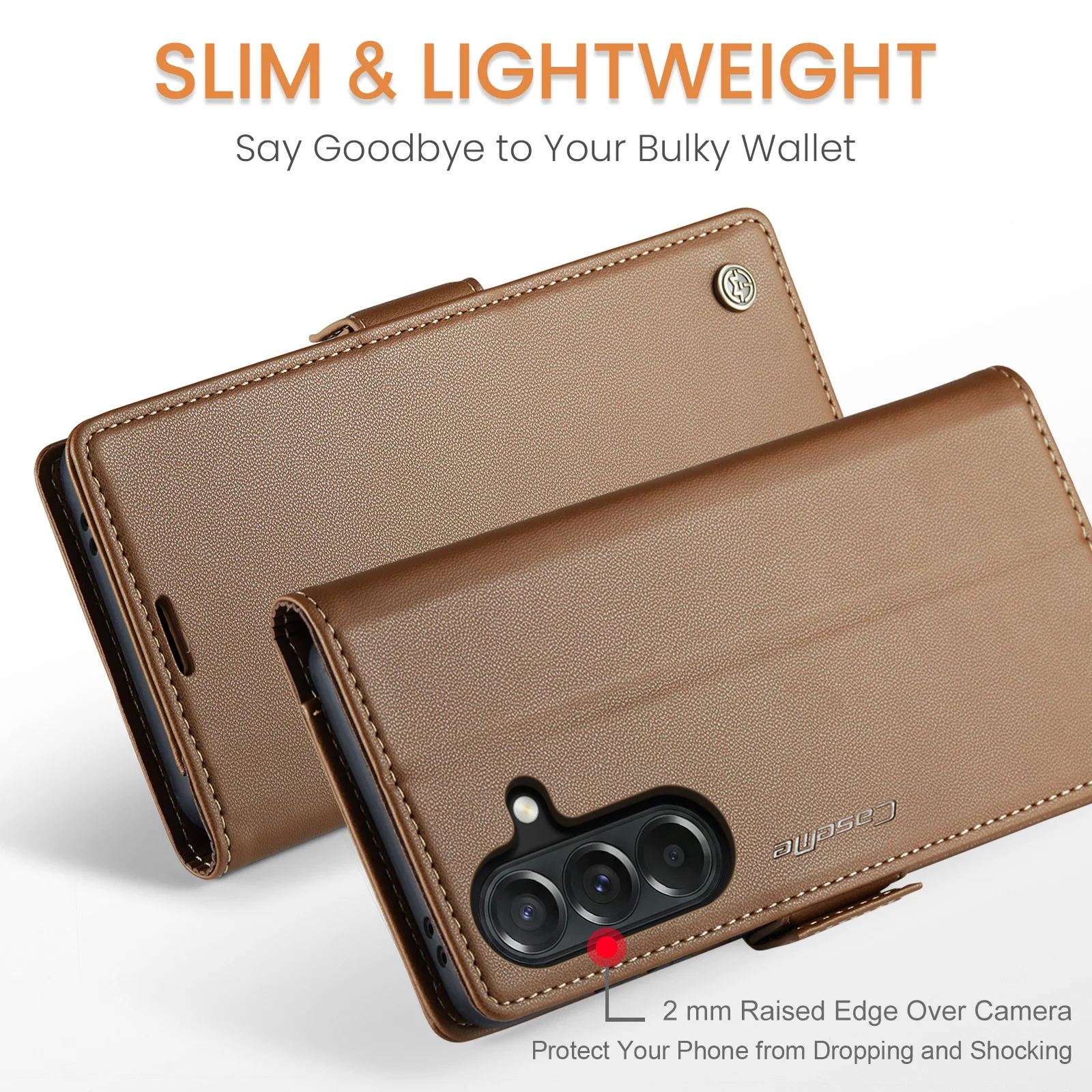 Luxury Flip PU Leather Wallet Case with Card Slot & Stand, Side Buckle Closure