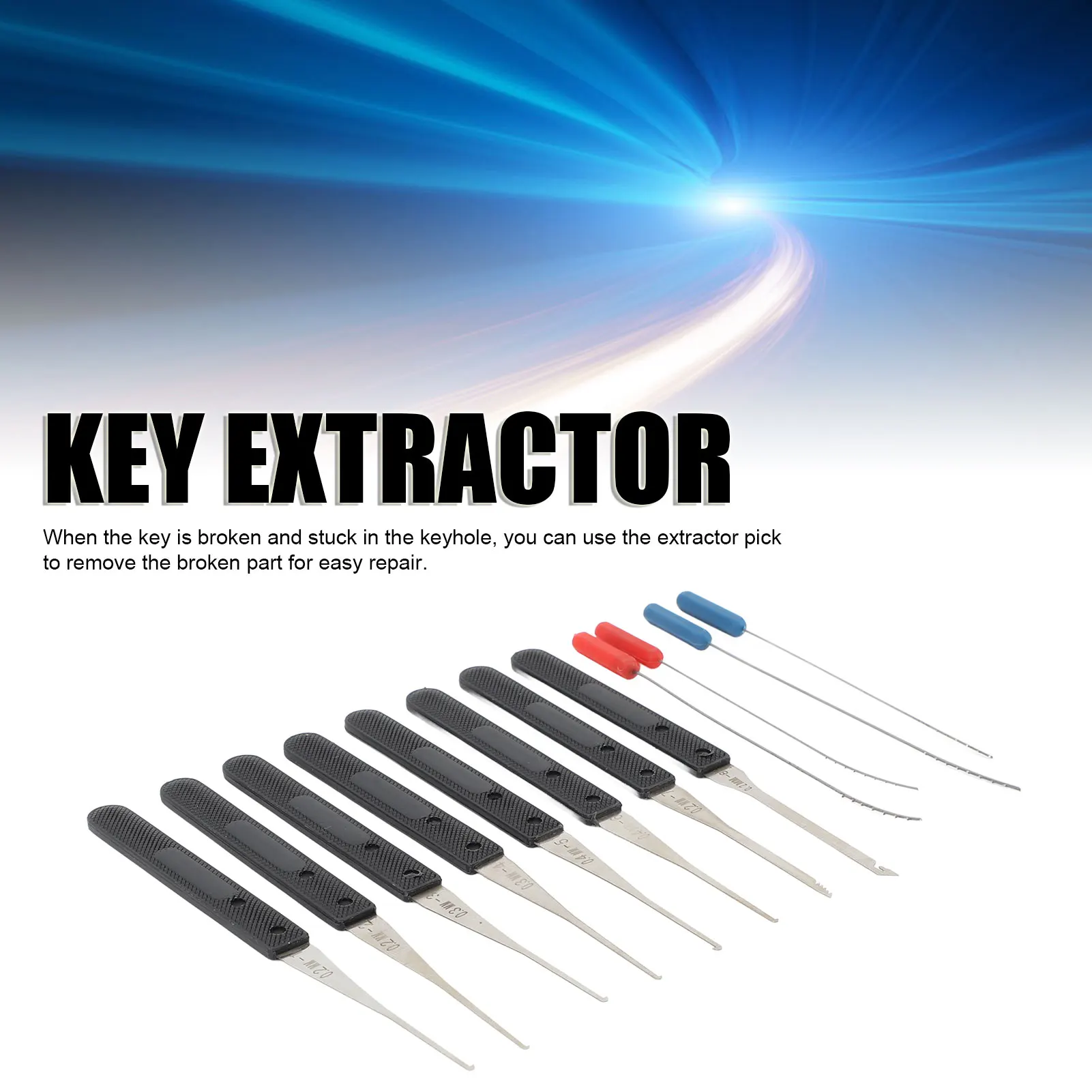 Broken Key Extractor 0.2‑0.4mm Broken Key Extractor Pick Tool Set Kit for Repair Maintenance Key Extractor Tool
