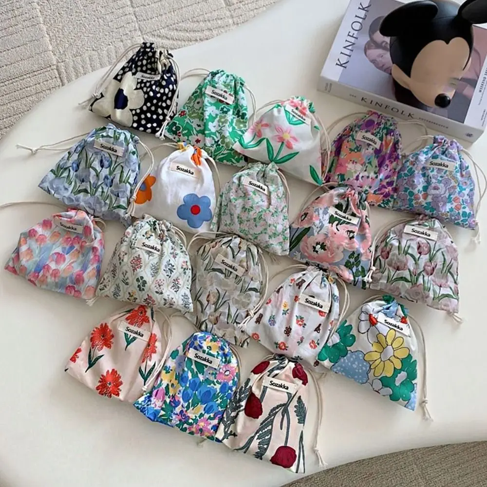 

Makeup Bag Print Canvas Drawstring Bag Change Purse Small Storage Bag Cloth Coin Purse Cosmetics Bag Wallet Bundle Pocket Girls