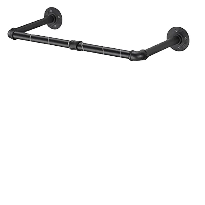 Wall Drying Rack, Industrial Wind, Wrought Iron Water Pipe, Clothing Rack, Black, Multi-functional Display Hanging Rod