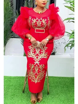 Plus Size Evening Dresses for Women African Luxury Sequin Gown Elegant Spring Wedding Party Long Dress Ankara Ladies Clothing