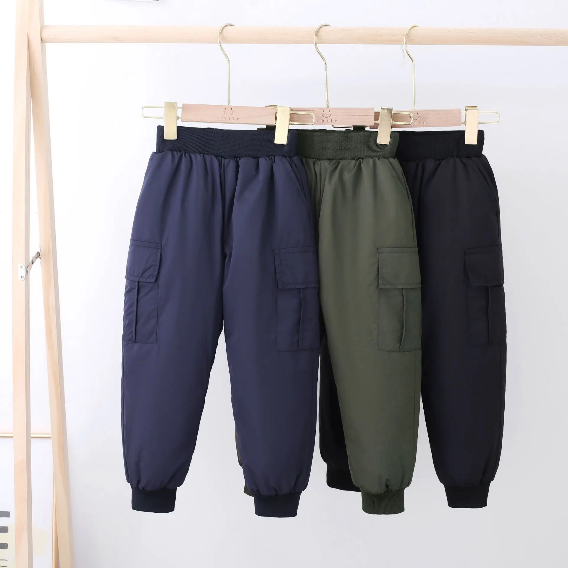 

Children's Down Pants Winter Middle and Large Children Thickened Work Pants New Boys and Girls Windproof Warm Pants