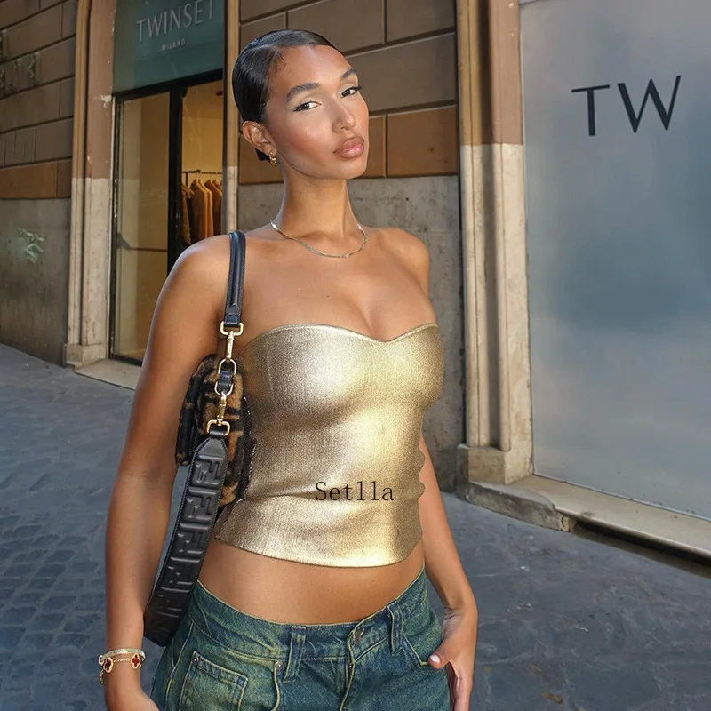 

Женский винтажный Топ без бретелек Y2K Y2k