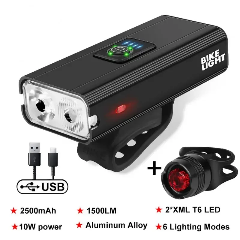 Kit d'éclairage rechargeable USB 30 Lux phare vélo avec feu
