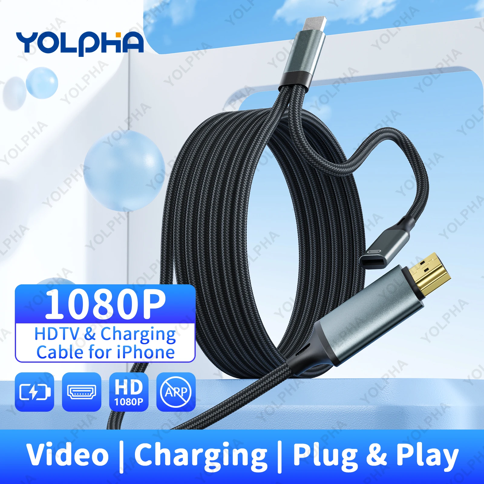 HDTV Adapter Cable with Charging and 1080P HD Display