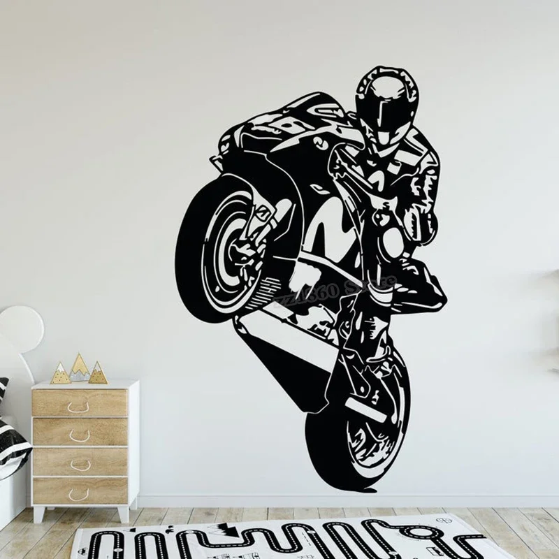 

Motorcycle Wall Decal Motorcycle Racing driver Highway Moto bike Wall Sticker Home Room Decoration Design Vinyl Decals B739