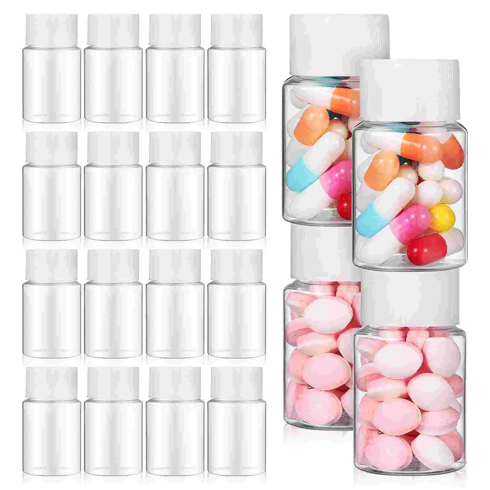 

20 Pcs 30ml Small Plastic Travel Mini The Pet Liquid with Cap Size Reusable Caps