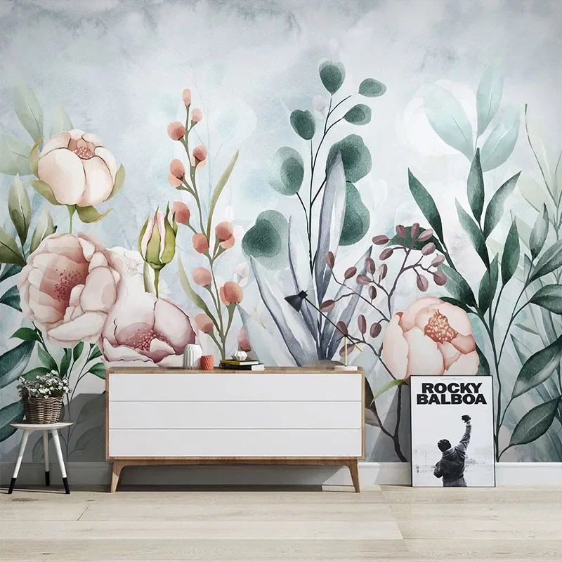 Custom Mural Wallpaper 3D Pastoral Flower Watercolor Plant Modern Living Room TV Background Wall Mural Papel De Parede Wallpaper plants for the people a modern guide to plant medicine