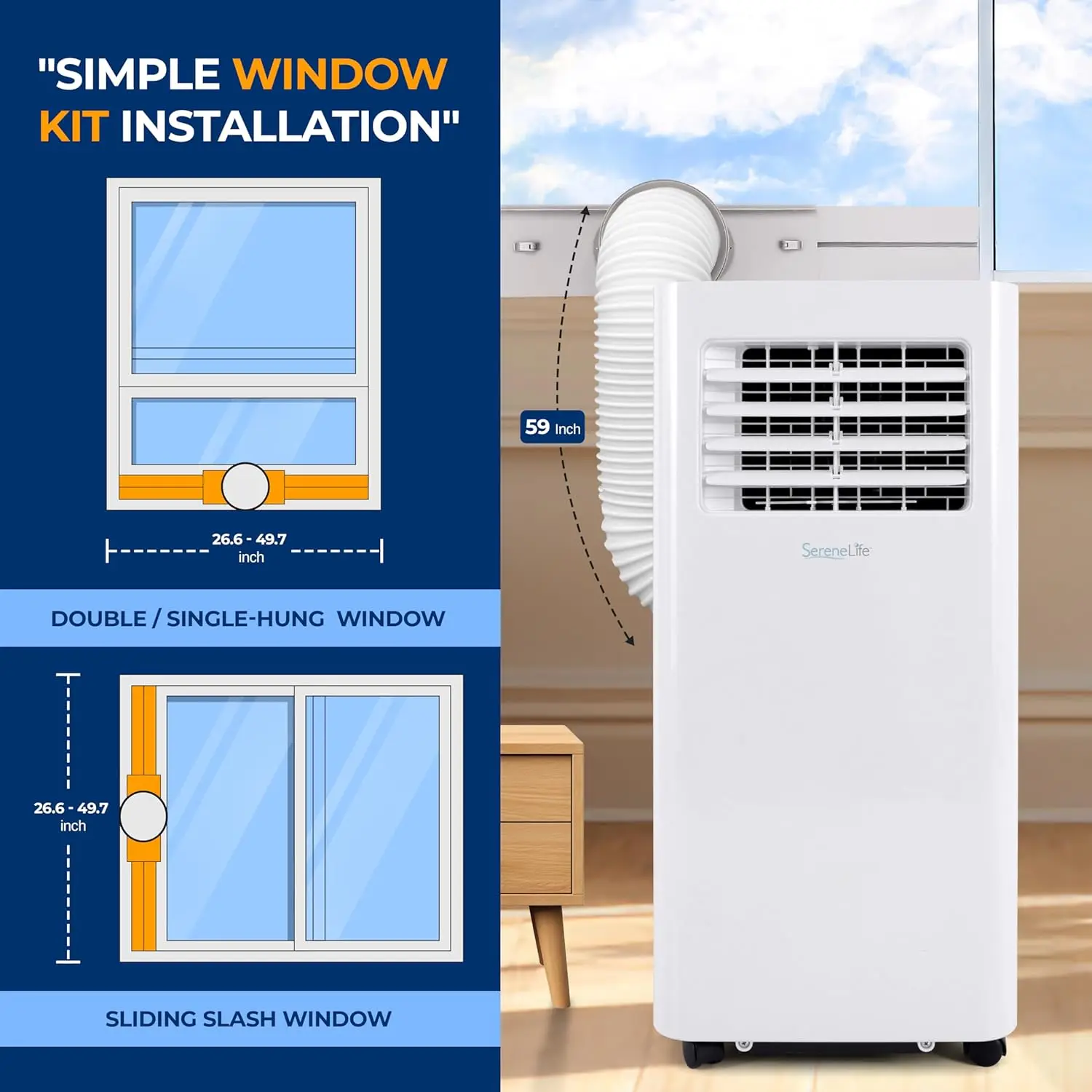 Small Air Conditioner Portable 10,000 BTU with Built-in Dehumidifier - Portable AC unit for rooms up to 450 sq ft - W 4