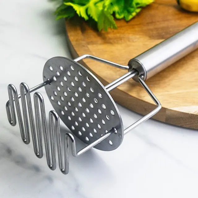 Stainless Steel Potato Masher and Ricer, Dual-Press Design, for Beans, Eggs  and Avocados 