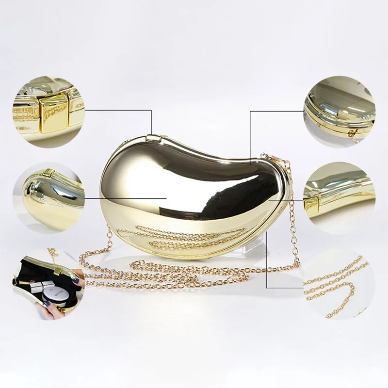 2024 Trend Plating Acrylic Clutch Handbag for Women Luxury Designer Branded Mango Shaped Evening Party Bags Box Shoulder Purses