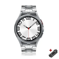 Elegant Titanium Stainless Steel No-Gaps Bracelet Strap for Watch 6 classic 43mm (Silver)